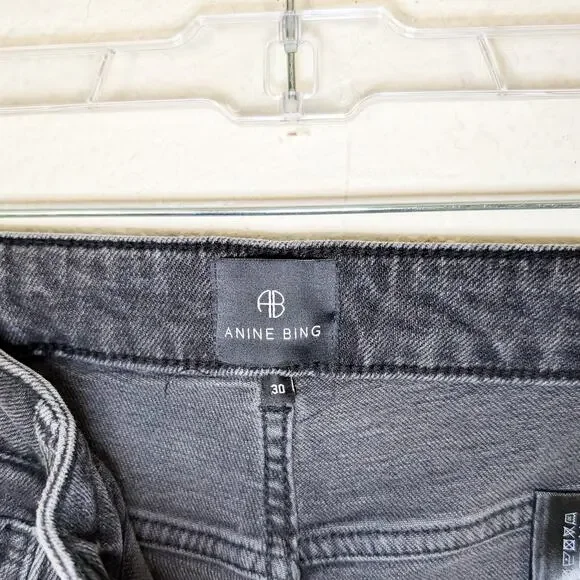 ANINE BING Beck High Rise Skinny Slim Jeans Dark Grey Size 30 NWT